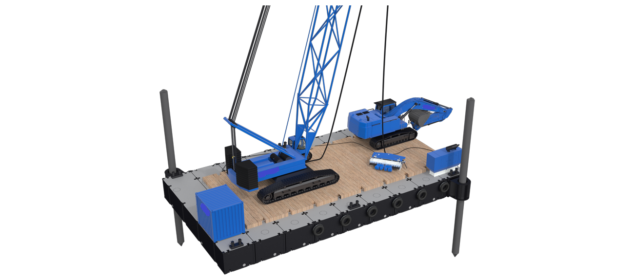 Модульный понтон для строительной техники.